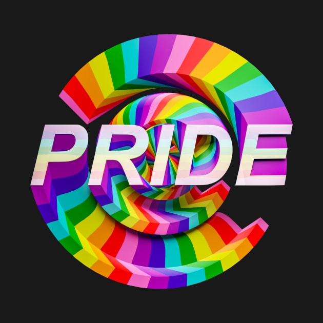 PRIDE word twisted in colorful rainbow flag LGBTQ by Visualisworld