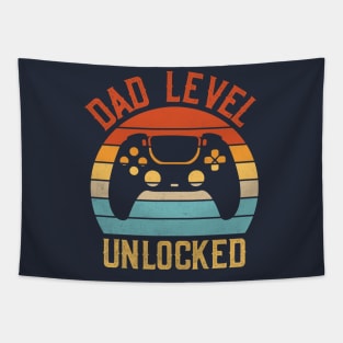 Dad level unlocked; gaming; video games; dad; gift for dad; new dad; father to be; gift; father's day; gamer; gamer dad; retro; console; game; Tapestry