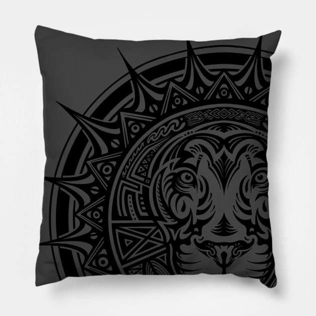 Black Head lion tribal Pillow by nelateni