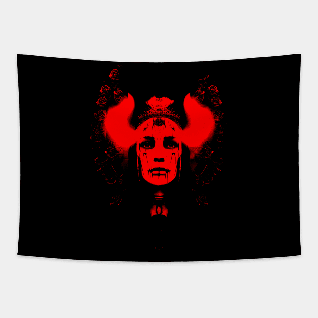 Our Lady Of Holy Death (red version) Tapestry by huwagpobjj