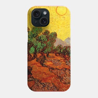 Olive Trees with Yellow Sky and Sun by Vincent van Gogh Phone Case