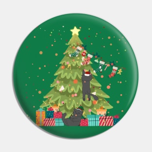 Christmas Trees with Cats Pin