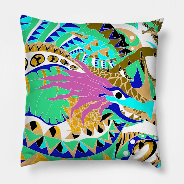 dragon in tentacles madness ecopop Pillow by jorge_lebeau