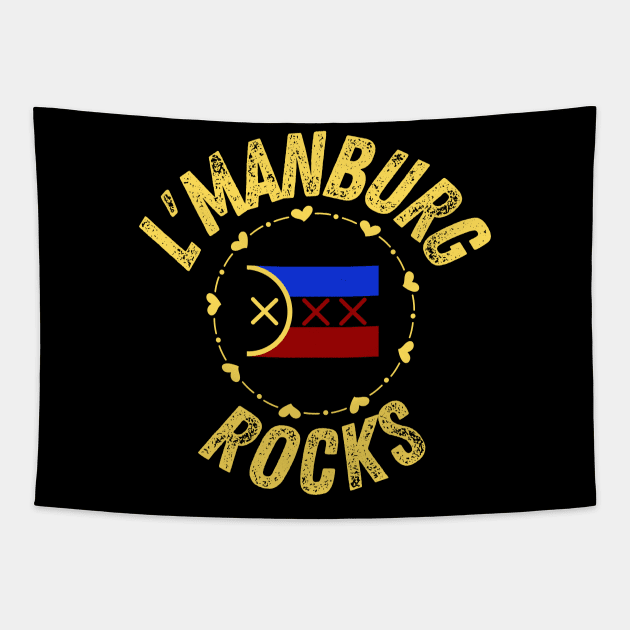 L'manburg Rocks with Cute Flag Tapestry by The Sober Art