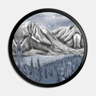 Round snow valley mountain Pin