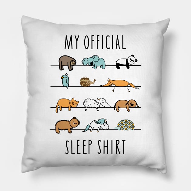 Funny animals sleep shirt Pillow by spontania