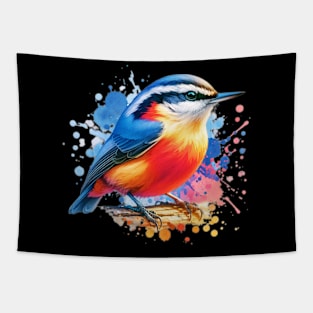 Watercolor Red Breasted Nuthatch Tapestry