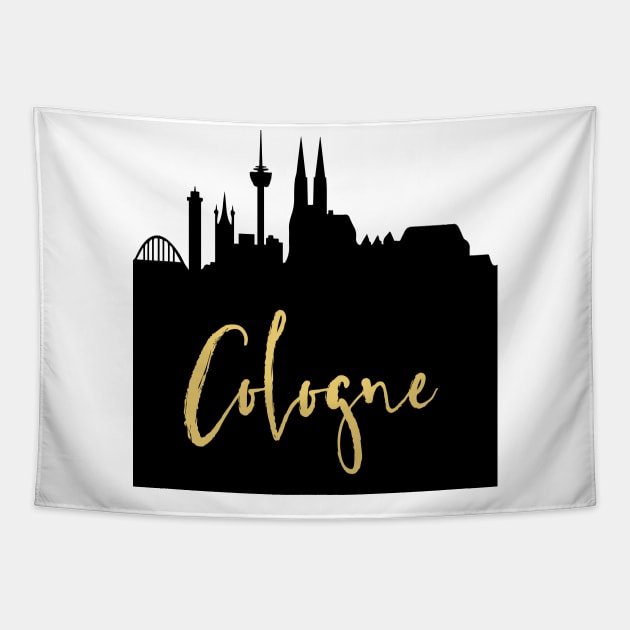 COLOGNE GERMANY DESIGNER SILHOUETTE SKYLINE ART Tapestry by deificusArt