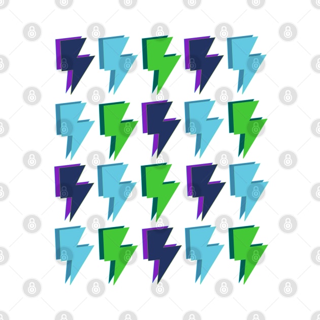 Green, Purple and Blue Lightning Bolts by OneThreeSix