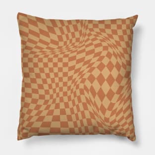 Checkerboard Pattern - Brown Pillow