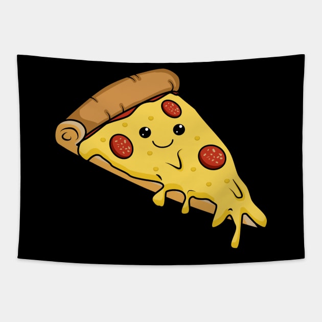 Cute Kawaii Pepperoni Pizza Tapestry by KawaiinDoodle