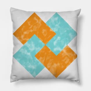 Card Trick Orange and Teal Quilt Star Watercolor Pillow