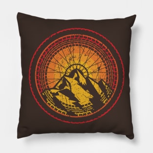 MTB Mountain Biking Rust Sun Tread Design Pillow