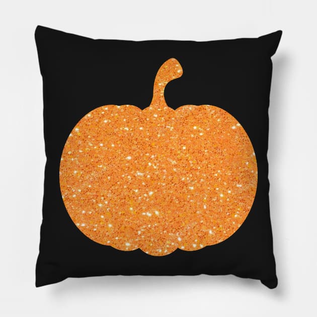 Light Orange Faux Glitter Halloween Pumpkin Pillow by Felicity-K