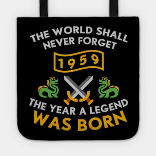 1959 The Year A Legend Was Born Dragons and Swords Design (Light) Tote