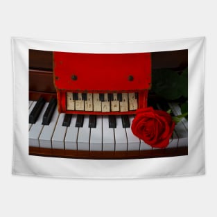 Toy Red piano And Red Rose Tapestry