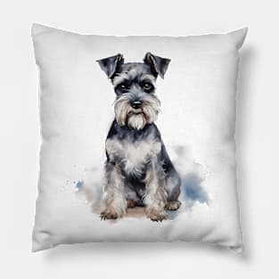 Miniature Schnauzer Watercolor Style Pillow