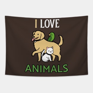 I LOVE ANIMALS Tapestry