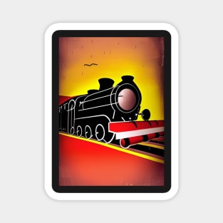 CUTE POPART COMIC STYLE RED AND BLACK STEAM TRAIN Magnet