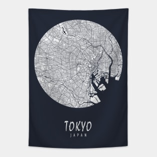 Tokyo, Japan City Map - Full Moon Tapestry