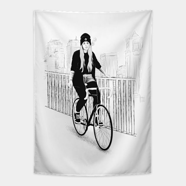 Bike Girl Tapestry by Bongonation