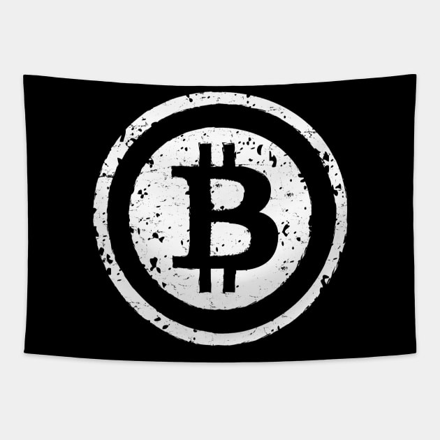 Bitcon HODL Bitcoin Vintage White Tapestry by Bluebird Moon