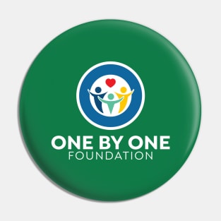 One By One Foundation - white logo & lettering Pin