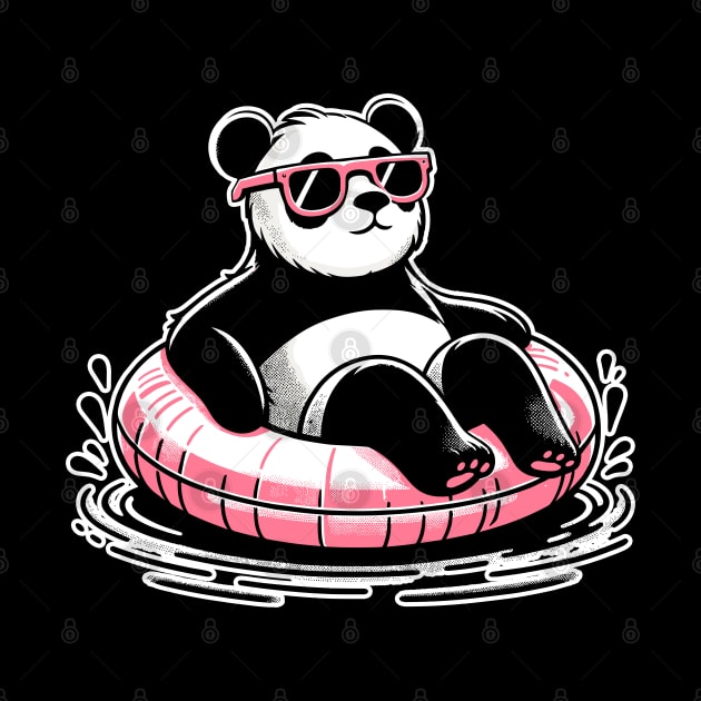 Pool Party Panda in Sunglasses on a Pink Float Funny Pool Panda by KsuAnn