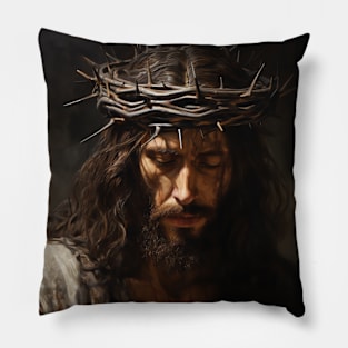 Jesus Christ Wearing Crown of Thorns in Prayer Pillow