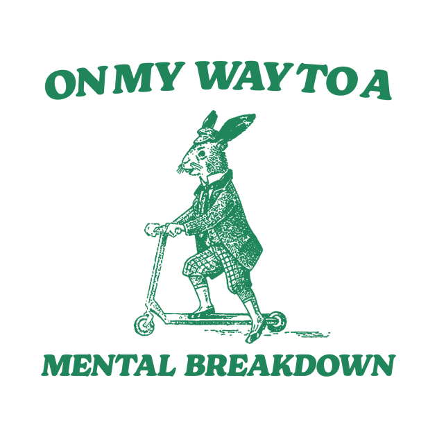 On My Way To A Mental Breakdown T Shirt, Meme T Shirt, Raccoon T Shirt, Vintage Drawing T Shirt, Weird T Shirt, Unisex by Hamza Froug