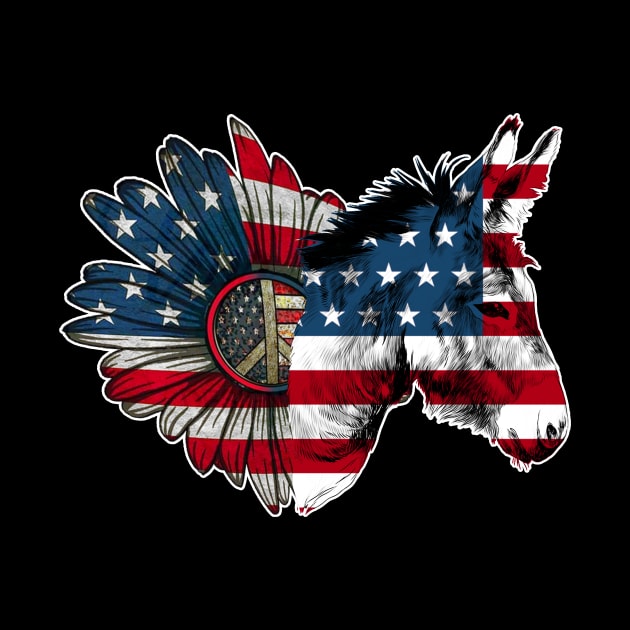 Heart Sunflower Donkey USA Flag Firework 4th Of July by Kaileymahoney