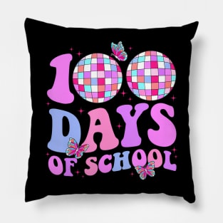 Happy 100Th Day Of School Teacher Groovy Disco Ball 100 Days Pillow