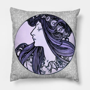 Alphonse Mucha Vintage Girl with a Twist 2 of 4 mug,coffee mug,t-shirt,pin,tapestry,notebook,tote,phone cover,pillow Pillow