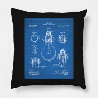 Electric Lamp Patent - Housewarming Home Hallway Art - Blueprint Pillow