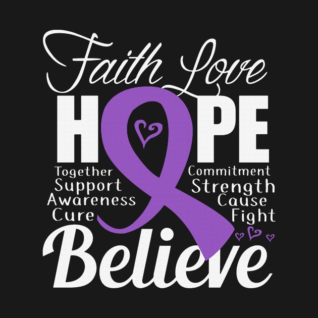 Faith Love Hope Support Awareness Cure Believe Gastric Cancer Awareness Periwinkle Ribbon Warrior by celsaclaudio506