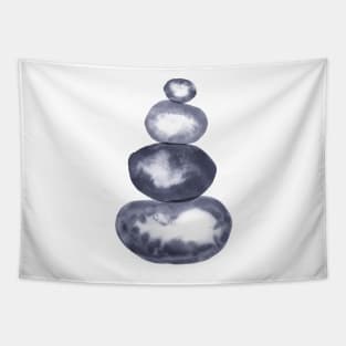 Navy blue balancing stones Tapestry