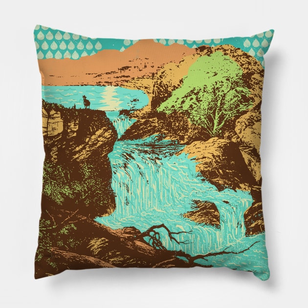 WILD WATERFALL Pillow by Showdeer