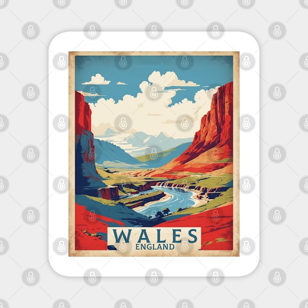 Wales England Vintage Travel Tourism Poster Magnet by TravelersGems