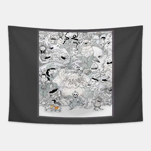 Monster Party Tapestry by Gus the little guy