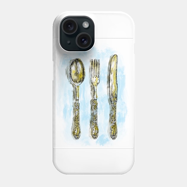 Antique silverware print Phone Case by rachelsfinelines