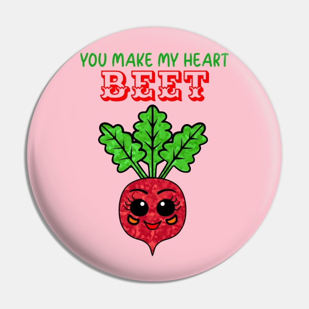 FUNNY Veggies You Make My Heart Beet Pin by SartorisArt1