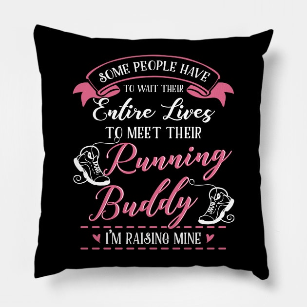 Running Mom and Baby Matching T-shirts Gift Pillow by KsuAnn