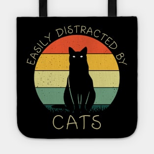 Easily Distracted By Cats Shirt Cat Lovers Women Funny Cat Tote