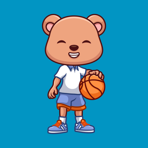Basketball Bear Cute Cartoon by GumregaStd