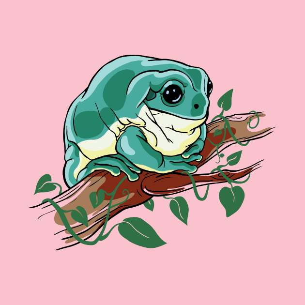 White's Tree Frog pet. Illustration for amphibian lovers by croquis design