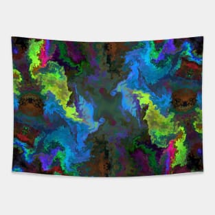 Psychedelic Hippie Square Blue Green and Pink Tapestry