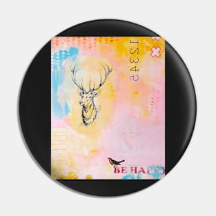 Picture of an original painting, Be happy deer Pin