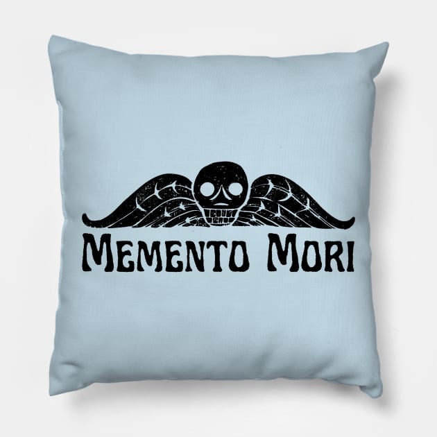 Grave Art - Winged Skull "Memento Mori" Pillow by Aint It Scary