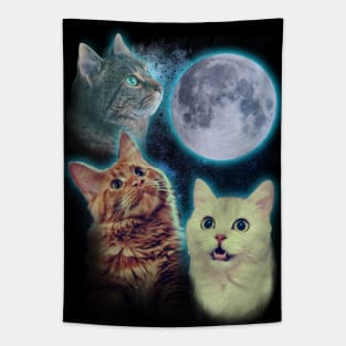 Three cats moon Tapestry