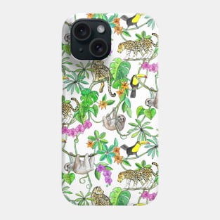 Rainforest Friends - watercolor animals on mint green Phone Case